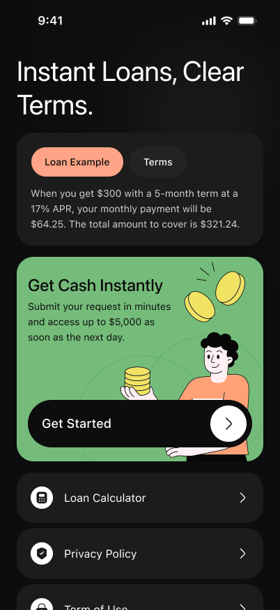 Main loan screen
